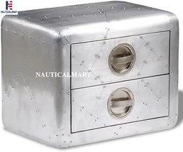 NauticalMart Aviator End Table w/ 2 Drawers Vintage Aircraft Airman Style Couch - £478.72 GBP