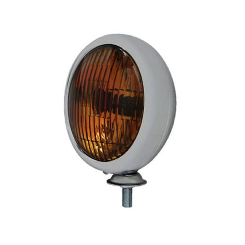 Chrome Vintage Classic Amber 5&quot; Fog Light Housing Halogen H3 Bulb Glass ... - $40.23