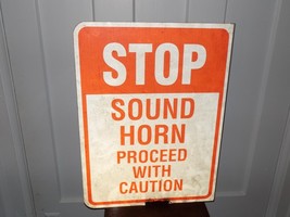 Vintage Stop Sound Horn/ Pedestrian Traffic Double Sided Flange Sign - $1,845.35 MXN