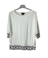 Pendleton Southwestern Aztec Boho White Shirt Size L 3/4 Sleeve - £14.70 GBP