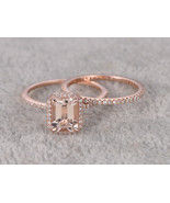 1.25Ct Emerald Morganite 14k Rose Gold Over Bridal Wedding Engagement Ri... - $115.31 CAD