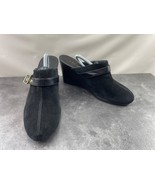 Lauren Ralph Lauren Mules Women 9B Yassina Wedge Shoes Black Leather Sue... - $506.94 MXN