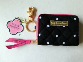 Wallet Simply Southern Coin Id Wallet Black White Pink Key Ring Claw Clip Nwt - £15.97 GBP