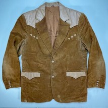 Pioneer Wear Blazer Mens 46 VTG  Brown Corduroy Leather Western Rockabil... - £53.85 GBP