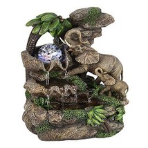 Elephants Polyresin indoor Tabletop Fountain 11&quot; Multi-Colored FT-1225/1L - £47.83 GBP