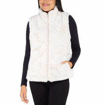 Nicole Miller Womens Faux Fur Exterior Reversible Vest Size Medium Color Ivory - £38.18 GBP