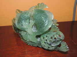 Chinese Jade 8.5&quot; Koi Carp Fish Aquarium Jadeite Nephrite celadon carved VINTAGE - £1,367.25 GBP