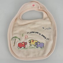 Baby Girl Vintage Carter&#39;s John Lennon Light Pink Elephant Baby Bib Livi... - $19.79