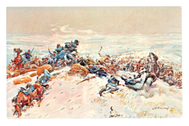 Postcard Of Famous Oil Painting The Fetterman Fight by J.K Ralston Bozeman Trail - £11.07 GBP