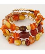 Alloy Gravel Beaded Bracelet Orange with Gold Accents and Colorful Beads - $161.78 MXN