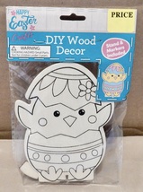 Wood Decor Craft Ornament 5&quot; x 3&quot; DIY Chick &amp; Egg &amp; 3 Markers &amp; Stand NIB 262P - £1.99 GBP