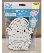 Wood Decor Craft Ornament 5&quot; x 3&quot; DIY Chick &amp; Egg &amp; 3 Markers &amp; Stand NI... - £1.99 GBP