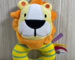 Le JouJou small plush lion baby rattle stuffed toy yellow orange blue st... - $10.39