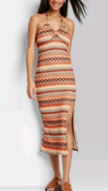 NWT Women&#39;s Crochet Slip Dress - Wild Fable Striped Large Multicolor Striped - £23.49 GBP