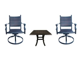 Patio bistro table and chairs outdoor swivel rocker chair set cast aluminum - £857.43 GBP