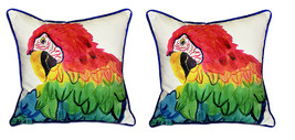 Pair of Betsy Drake Parrot Head Large Pillows 18 Inch x 18 Inch - £69.98 GBP