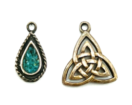 Lot of 2 Vintage Sterling Silver Turquoise Celtic Charm Pendants - £26.48 GBP