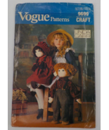 VOGUE CRAFT PATTERN #9699 BOY &amp; GIRL 22&quot; DOLLS &amp; CLOTHES DRESS BONNET UN... - $9.99