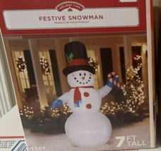 Christmas Airblown Inflatables Gemmy 7&#39; Snowman New - £18.61 GBP