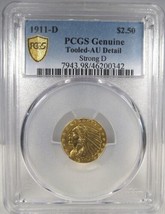 1911-D Strong D $2.50 Gold Indian Quarter Eagle PCGS AU Detail AN152 - £2,881.83 GBP