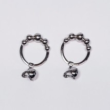Monet Silver-tone Dangle Drop Hoops Clip-on Earrings 1 inch-Signed - £12.57 GBP