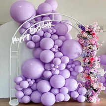 Purple Balloon Garland Double Stuffed Lavender Lilac Macaron Balloons Different  - £30.46 GBP