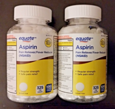 2-PACK Equate Aspirin 325 mg 1000 Coated Tablets Lot Pain Relief SAME-DA... - $20.69