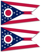 x2 Ohio OH State Flag Car Truck Window Bumper Laptop Cup Cooler Sticker Decal 4&quot; - £3.58 GBP