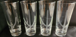 Highball Glasses 4 Barware Grey Cut Saguaro Cactus On Bowl Unknown Brand 14 oz. - £33.63 GBP