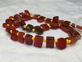 OLD vintage  MIX STONES Agate Carnelian BEADS STRAND NECKLACE - $58.20
