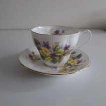 Royal Albert Yellow Purple Floral England Bone China Tea Cup Saucer Set - £22.40 GBP