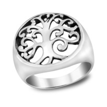 Serenity Swirls Living Tree of Life .925 Sterling Silver Open Ring-9 - £14.22 GBP
