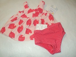 NEW Carter&#39;s Just One You SwimSuit Infants 12 Month Pink Two Piece Fish, Dots - £15.95 GBP