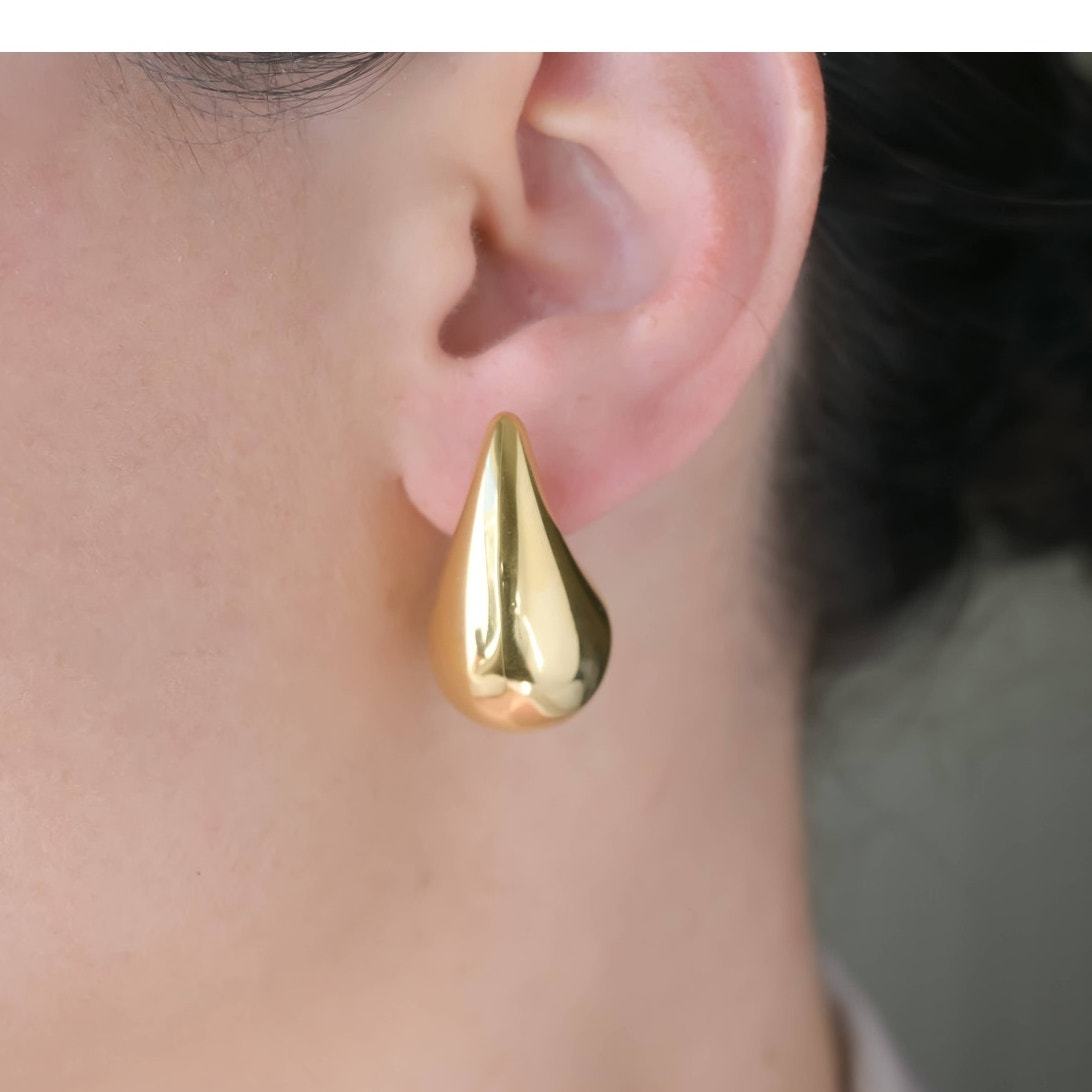 Smooth Chunky Lightweight Tear Drop Stud Earrings Item image 2