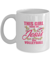 Coffee Mug Funny This Girl Runs On Jesus And Vollyball  - £12.13 GBP