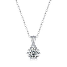 1Ct VVS1 6.5mm Moissanite Snowflake 14k Gold Plated Necklace 18&quot; Rolo Chain - £62.52 GBP