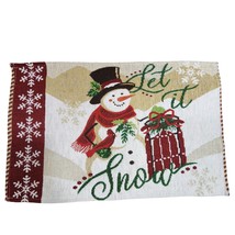 Christmas LET IT SNOW Snowman Tapestry Placemats 19x12 Set of 2 Holiday ... - $9.49