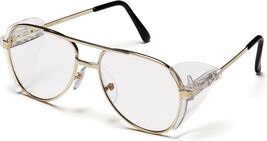 Classic Gold Frame Aviator Safety Glasses with Clear Lens - ANSI Z87+ Co... - $29.65