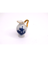 Vintage Miniature Doll House  Blue &amp; White Porcelain Pitcher 1.75&quot; Tall - $17.58 CAD