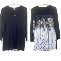 Chico&#39;s Size 2  Multimedia Sweater Pleated Back Floral Insert US Size Large - £20.70 GBP