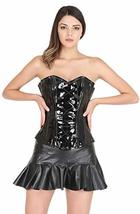 Gothic Costume Black PVC Leather Lace Corset Waist Training Bustier Overbust Top - £58.70 GBP