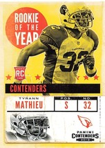 2013 Panini Contenders Rookie of the Year Tyrann Mathieu  Cardinals #15 A73 - $2.96