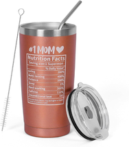 Best Mom Ever Gifts Tumbler for Women Nutrition Facts Tumbler 20 Oz, Mom Coffee  - £17.99 GBP