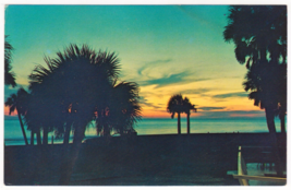 Vtg Postcard-Florida Sunset-Beach Ocean Palms Seascape-Koppel Color-Chro... - $3.40