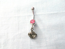 ENGRAVED YIN YANG HEARTS AMERICAN PEWTER CHARM on PINK 14g BELLY RING - £6.73 GBP