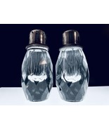 Vtg. Crystal Heavy Salt &amp; Pepper Shakers, Diamond faceted, Japan - $28.63 CAD