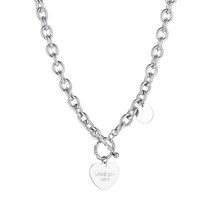 Cold Style Titanium Steel Necklace Tide Elegant Heart Ot Buckle Sweater Chain - £10.38 GBP