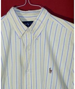 RALPH LAUREN Mens Classic Fit L Yellow Striped Oxford Button Up Shirt Pony - €13,72 EUR