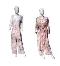 Vintage Victoria&#39;s Secret Second Skin &amp; lace floral jumpsuit +robe 2pc set  - $222.75
