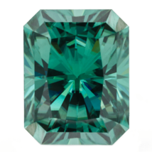 Radiant Rare Fancy Green Color Moissanite Loose Stone 9X7mm Charles &amp; Colvard - £435.23 GBP